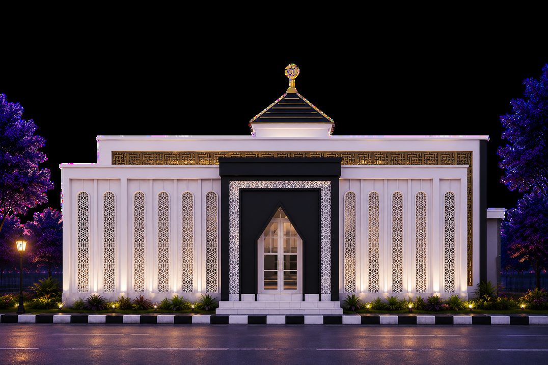 Render 3D Masjid Jami Ar-Rustendi tampak depan